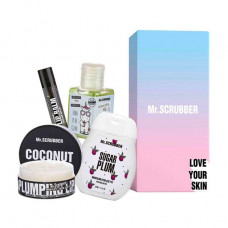 The Mr.Scrubber Sweet Coconut set (a srub for lips, 50 ml + balm for 5 g + hand cream, 50 ml + antiseptics, 30 ml)