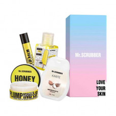 The Mr.Scrubber Sweet Honey set (a srub for lips, 50 ml + lip balm, 5 g + hand cream, 50 ml + antiseptics, 30 ml)