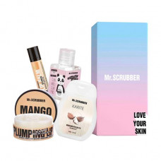 The Mr.Scrubber Sweet Mango set (a srub for lips, 50 ml + lip balm, 5 g + hand cream, 50 ml + antiseptics, 30 ml)