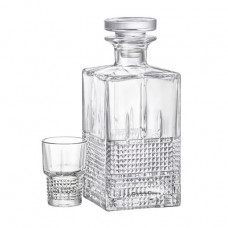 Set of glasses for the Bormioli Rocco Novecento liqueur, a decanter + 6 glasses (122127SS8021990)