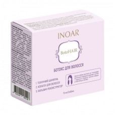 Set Botox for Inoar Botohair hair (technical shampoo, 30 ml + collagen, 15 ml + balm re-enactor, 30 ml)