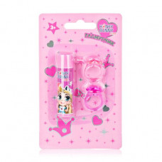 Set for girls of Honey Bunny Miss the Happy moments (lip balm + 2 ringlets), 4.65 g