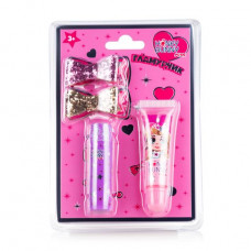 Set for girls of Honey Bunny Miss Bright mood (lip gloss of 7 g + balm for lips of 3.4 g + two hairpins)