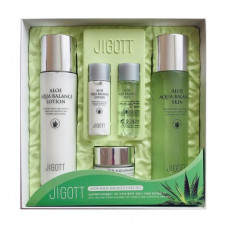 Set for the person Jigott Aloe Aqua Balance Skin Care (a toner, 150 ml + lotion, 150 ml + face cream, 50 ml + a toner, 30 ml + lotion, 30 ml)