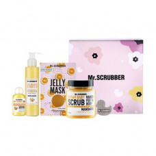 Set for the person and a body of Mr.Scrubber Orange Care (a body scrub of 300 g + body and hands cream-gel, 150 ml + a gel face pack, 60 ml + shower gel, 50 ml)