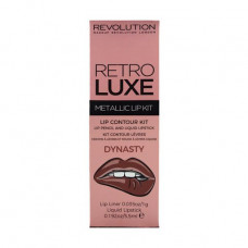 Set for a make-up of lips of Makeup Revolution Retro Luxe Metallic Lip Kit Dynasty (a pencil, 1 g + gloss, 5.5 ml)