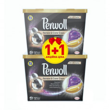 A set of the Perwoll Renew & Care Caps washing capsules for dark and black things, 27 pieces + 27 pieces