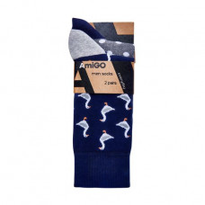 A set of socks of men's AmiGO high, dark blue with geese, size 29 (2 couples)