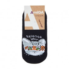 Czech socks female AmiGA terry, kototigr black, size 23-25