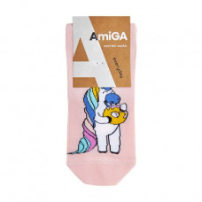 Socks female AmiGA classical, a unicorn with donut, pink, size 23-25
