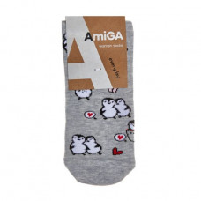 Socks female AmiGA average, penguins, gray, size 23-25