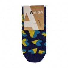 Socks female AmiGA the shortened Yellow-blue hearts, size 23-25