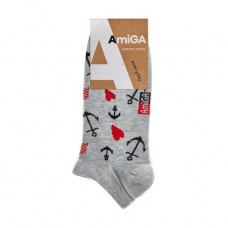 Socks the female AmiGA shortened, hearts, gray, size 23-25