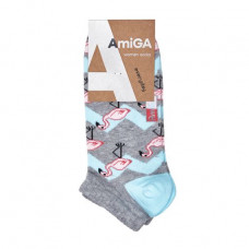 Socks the female AmiGA shortened gray about a flamingo, size 23-25