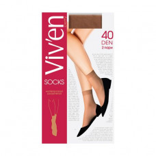 Socks female Viv'en petty Classic Socks translucent, 40 DEN, beige, 2 couples