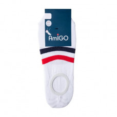 Socks men's AmiGO SS19 traces White with blue and red strips, size 29
