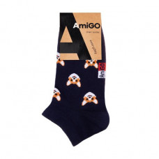 Socks men's AmiGO sport, blue with a corgi, size 27