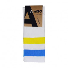 Socks men's AmiGO high sports, yellow-blue strips, size 25