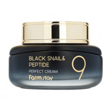 The rejuvenating cream for the person FarmStay Black Snail & Peptide 9 Perfect Cream FarmStay with mutsiny a black snail and peptides, 55 ml