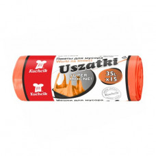 Packages for garbage of Kuchcik orange with handles, 35 l, 15 pieces