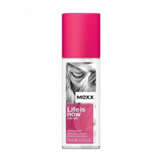 The perfumed deodorant spray of Mexx Life is Now for Her women's, in a glass bottle, 75 ml