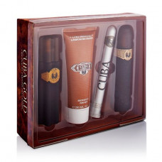 The perfumed set men's Cuba Paris Cuba Gold (toilet water, 100 ml + toilet water, 35 ml + shower gel, 200 ml + spray after shaving, 100 ml)