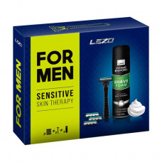 The gift LEZO Box Prime Sport For Men Sensitive Skin Therapy set (the razor with 3 replaceable cartridges + shaving foam, 200 ml)
