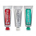 A gift set of the Marvis Travel with Flavour toothpastes of Mix (classical intensive mint, 25 ml + the bleaching mint, 25 ml + cinnamon and mint, 25 ml)