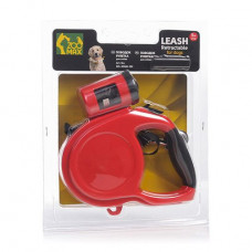 Lead a roulette a tape for dogs of ZooMax with a container for garbage packages, red, 5 m, 25 kg, (MS-3016B-5M-Red)