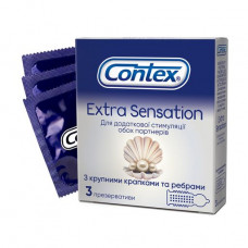 The Contex Extra Sensation condoms with large points and edges, 3 pieces