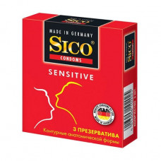 Condoms latex Sico Sensitive Planimetric, anatomic form, 3 pieces