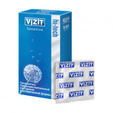 Condoms latex Vizit Hi-tech Sensitive Supersensitive, 12 pieces