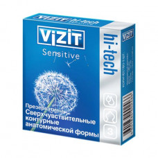 Condoms latex Vizit Hi-tech Sensitive Supersensitive, 3 pieces