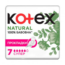 Laying for critical days of Kotex Natural Super, 7 pieces