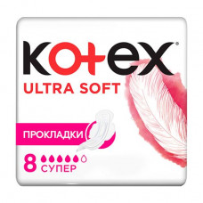 Laying for critical days of Kotex Ultra Soft Super, 8 pieces