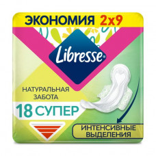 Laying for critical days of Libresse Natural care, Super, 18 pieces
