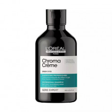 Shampoo for neutralization of red shades of dark brown hair of L'Oreal Professionnel Serie Expert Chroma Creme Green Dyes, 300 ml