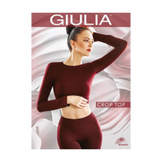 Sports top female Giulia Crop Top with a long sleeve, Nero, the L/XL size