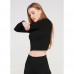 Sports top female Giulia Crop Top with a long sleeve, Nero, the L/XL size