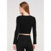 Sports top female Giulia Crop Top with a long sleeve, Nero, the L/XL size