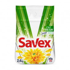 The laundry detergent Savex 2in1 Fresh for white and color fabrics, the automatic machine, 16 washings, 2.4 kg