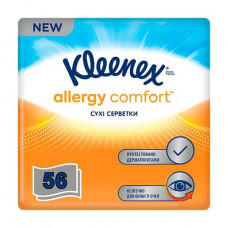 Dry universal napkins of Kleenex Allergy Comfort in a box, 56 pieces
