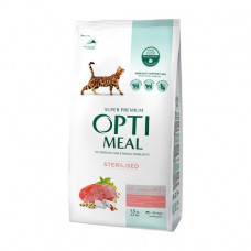 Dry feed for the sterilized cats of Optimeal with the high content of beef and a sorghum, 1.5 kg
