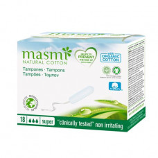 Masmi tampons organic super without applicator, 18 pieces.