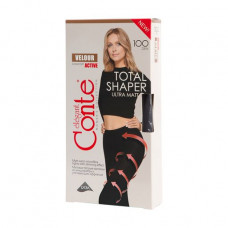 Warm tights female Conte elegant Velour Active with the dragging-away shorts, 100 DEN, Nero, size 2