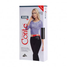 Warm tights female Conte elegant Velour Top with adjustable landing, 100 DEN, Anthracite, size 2