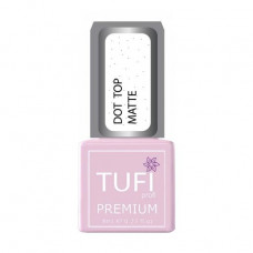 Top for the Tufi Profi Premium Dot Top Matte gel polish opaque, with a small crumb, 8 ml