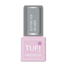 Top for the Tufi Profi Premium Glitter Top No Wipe gel polish without sticky layer with microgloss, 8 ml