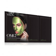 Three-component complex of Double Dare Omg masks! Platinum Green Facial Mask Kit of Uwlazhnenije and sebocontrol, 1 piece