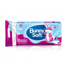 Bunny Soft Basic toilet paper of 8 rolls, 2-layer, 15 m